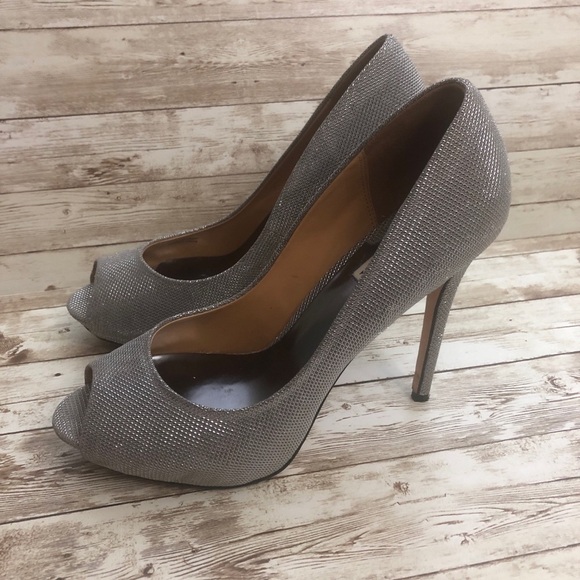 Badgley Mischka Ponderosa Silver Peep Toe Pumps - Picture 6 of 10